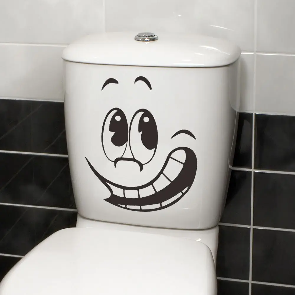 

Waterproof Funny Smiling Face Wall Sticker PVC Material Easy Apply Bathroom Decor Sticker Vinyl Decals Removable
