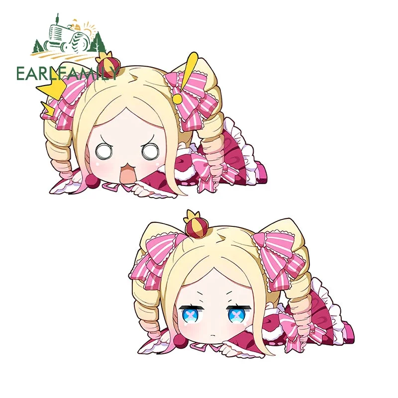 

EARLFAMILY 13cm for Beatrice Cute Cartoon Car Stickers Creative Funny Girl Sunscreen Decals Car Door Protector Bmw Accessories