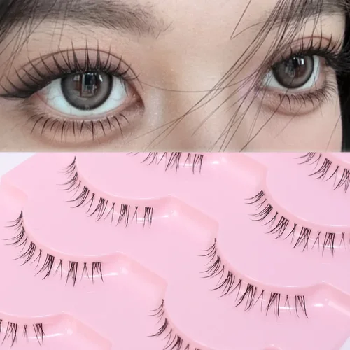 Imagen 2 del producto 5 pares de pestañas inferiores debajo de las pestañas pestañas inferiores suaves banda transparente Manga pestañas inferiores pestañas naturales herramientas de maquillaje coreanas