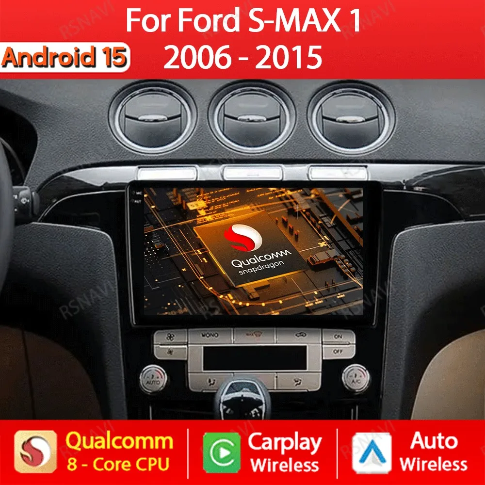 

Android 15 Car Radio For Ford S-MAX S MAX 1 2006 - 2015 Multimedia Stereo Video Player NAVI GPS Head Unit 4G LTE 5G WIFI QLED BT