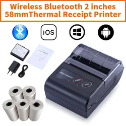 Mini Portable Handheld 58MM Bluetooth Thermal Printer - Wireless Receipt Printer for Window Android iOS Retail Store