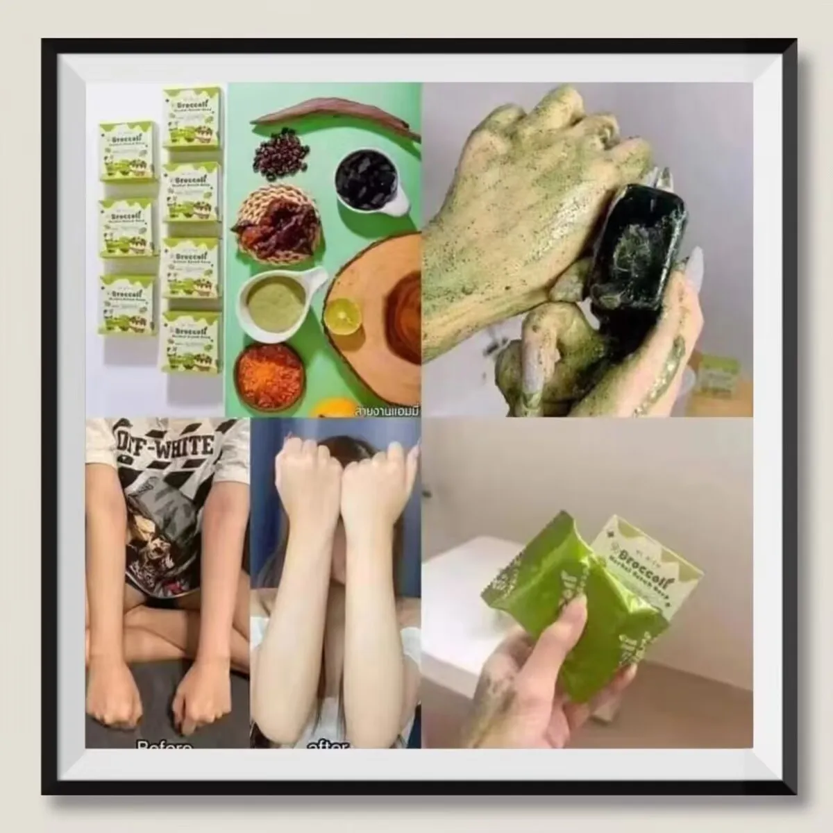3pcs Whitening Soap Thailand Broccoli Soap Lemon Broccoli Herbal Scrub Whitening Facial Cleansing Soap
