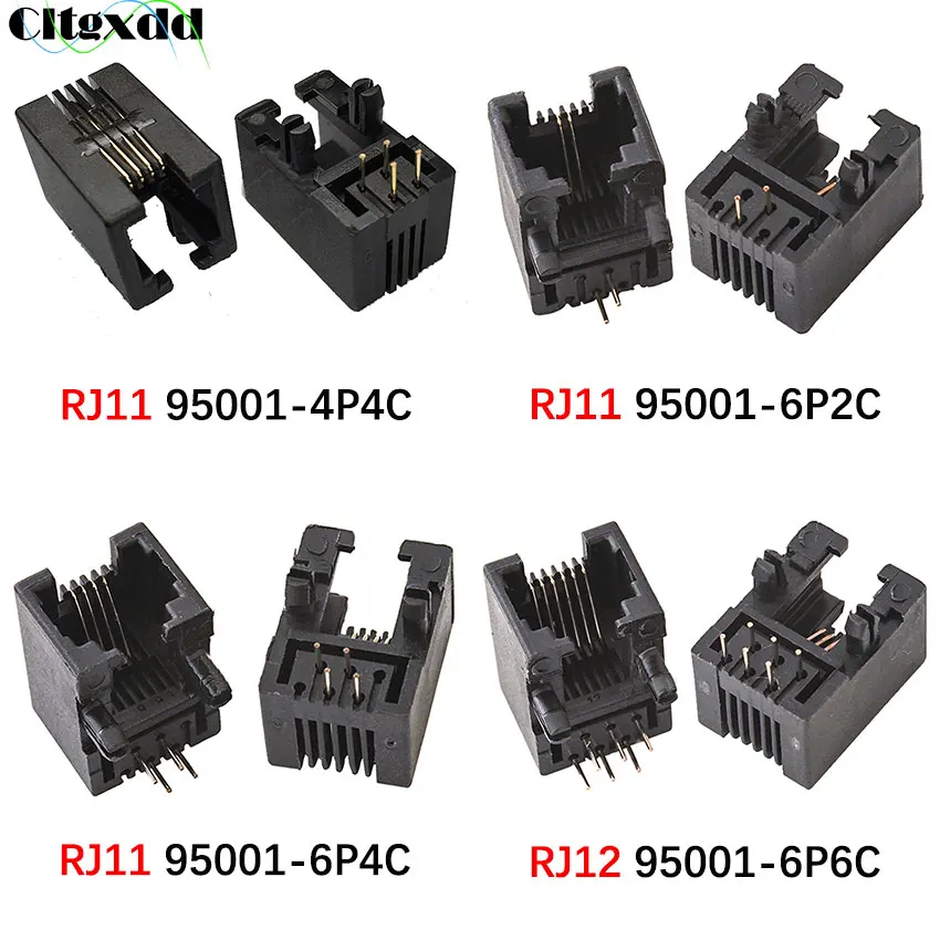 Cltgxdd 10pcs RJ45 RJ12 RJ11 Telephone Jack 95001 4P4C 6P2C 6P4C 6P6C 8P8C Female Socket Computer Internet Network PCB Connector