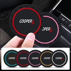 2PCS Car Coasters Water Cup Slots Non-Slip Mat Waterproof Cup Pad For MINI Cooper WORKS R55 R56 F55 F56 R57 R58 R59 R60 R50 R53