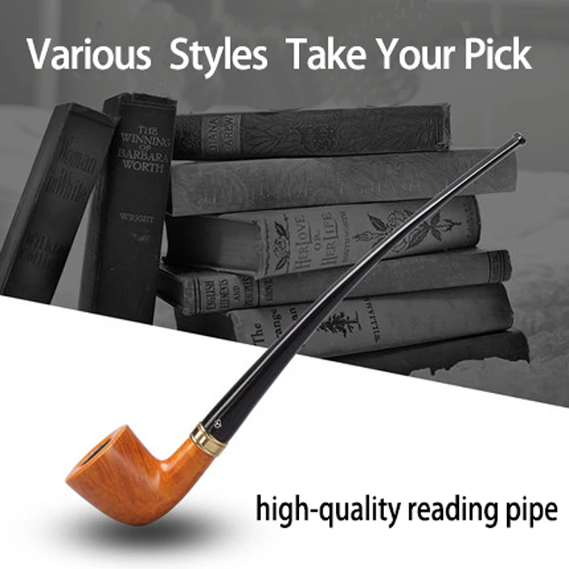 MUXIANG New Wooden Long Smoking Pipe Churchwarden Handmade Briar Wood Tobacco Pipe 10 Tools Free Set Smoking Accessories Father