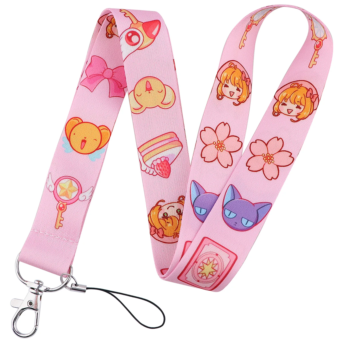 Anime Sakura Strap Lanyard for Keys Keychain Badge Holder ID Credit Card Pass Hang Mobile Phone Charm Accessories