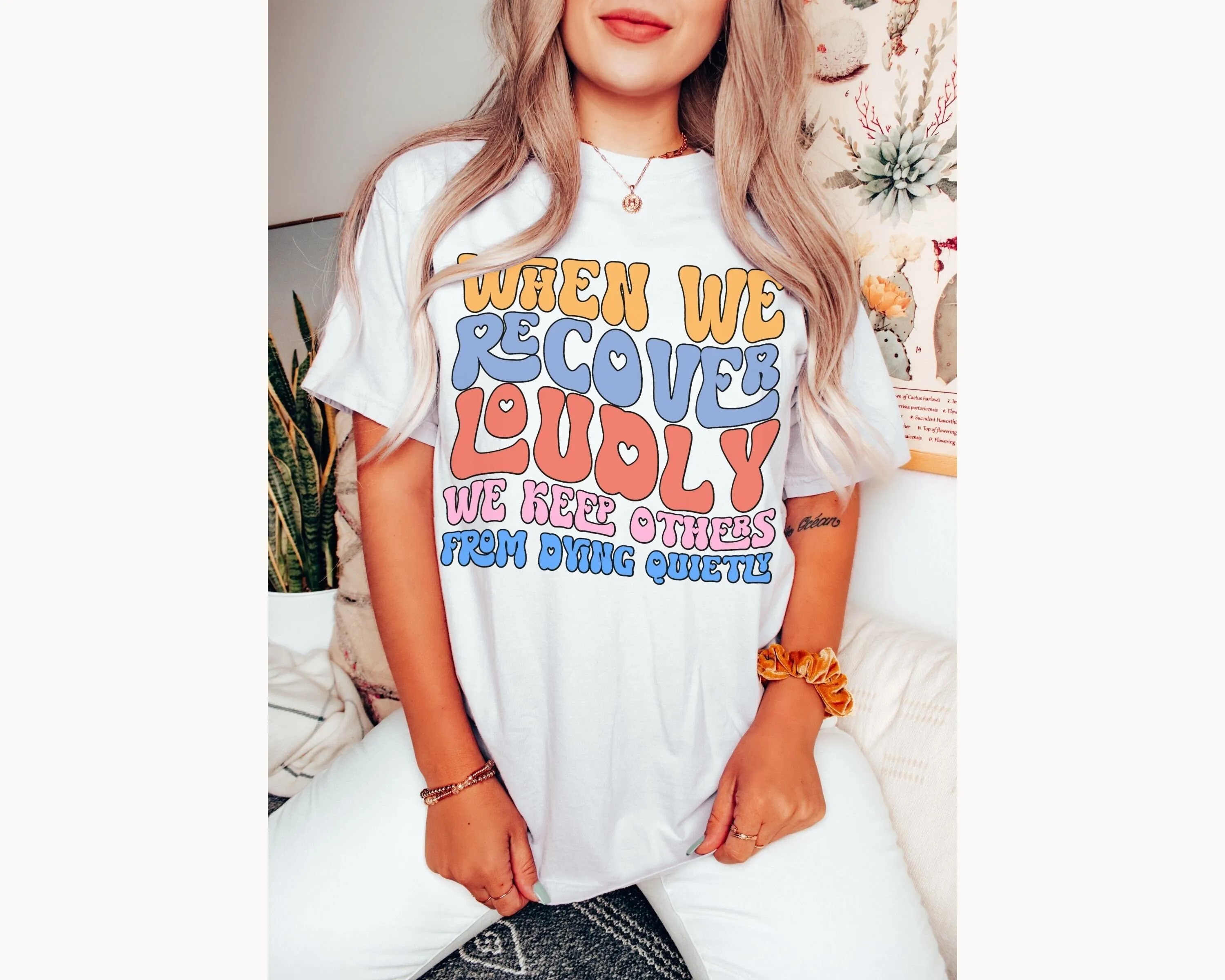 Recover Loudly T Shirt Comfort Colors Sobriety Addiction Recovery Aa Counselor Soberversary Na