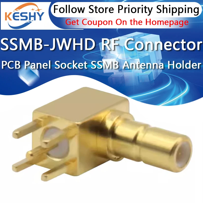 Conector RF de SSMB-JWHD, soporte de antena de SSMB-JWE, conector SMB de codo macho, Panel PCB