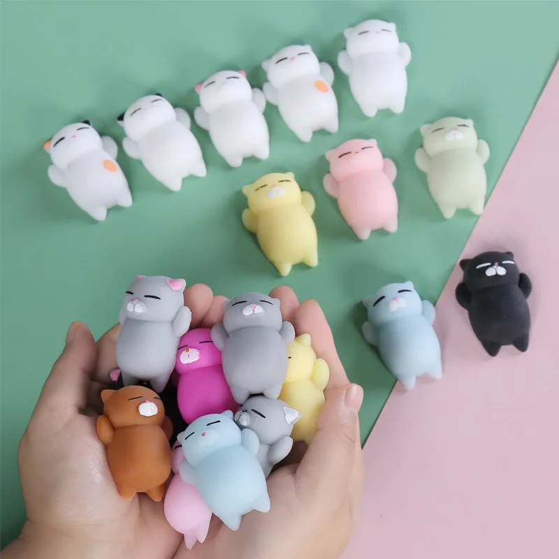 10pcs New stress ball Pinch Stress Relief Rebound Toy Soft Small Animal Cartoon Creative Cat Stress Relief and Release Toy Gift