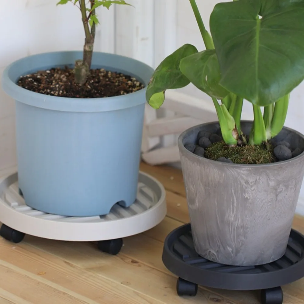 New Mobile Flower Pot Stand Trays Plastic Round Square Flower Disc Base with Wheels Anti Rotting Root Plant Pot Tray Stand Patio