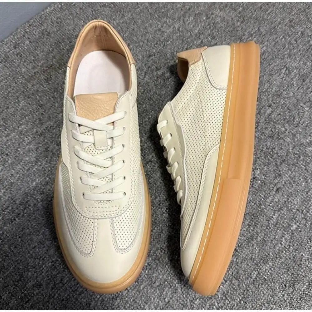 Handcrafted Beige Leather Casual Sneaker – All-Day Comfort, Versatile Elegance for Men
