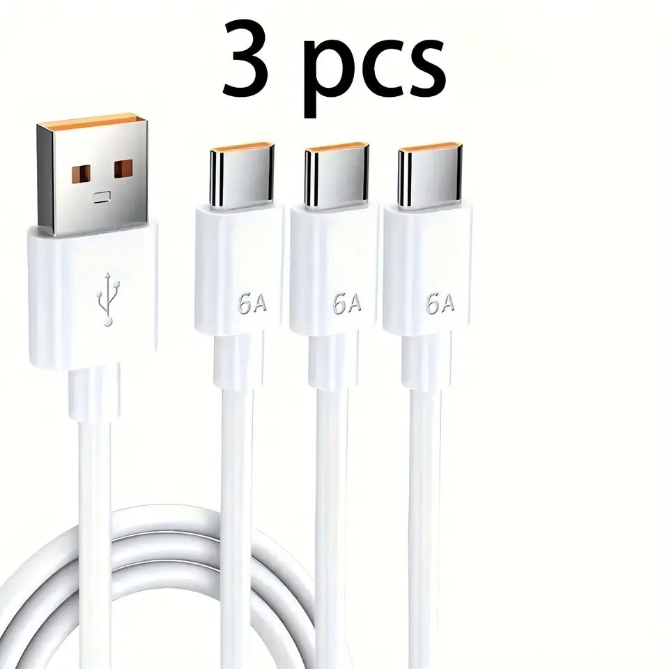 كابل بيانات USB-C بقوة 6 أمبير و120 واط، كابل شحن سريع متوافق مع هواوي وشاومي وسامسونج وPOCO وOneplus وRealme وأجهزة أندرويد - 4