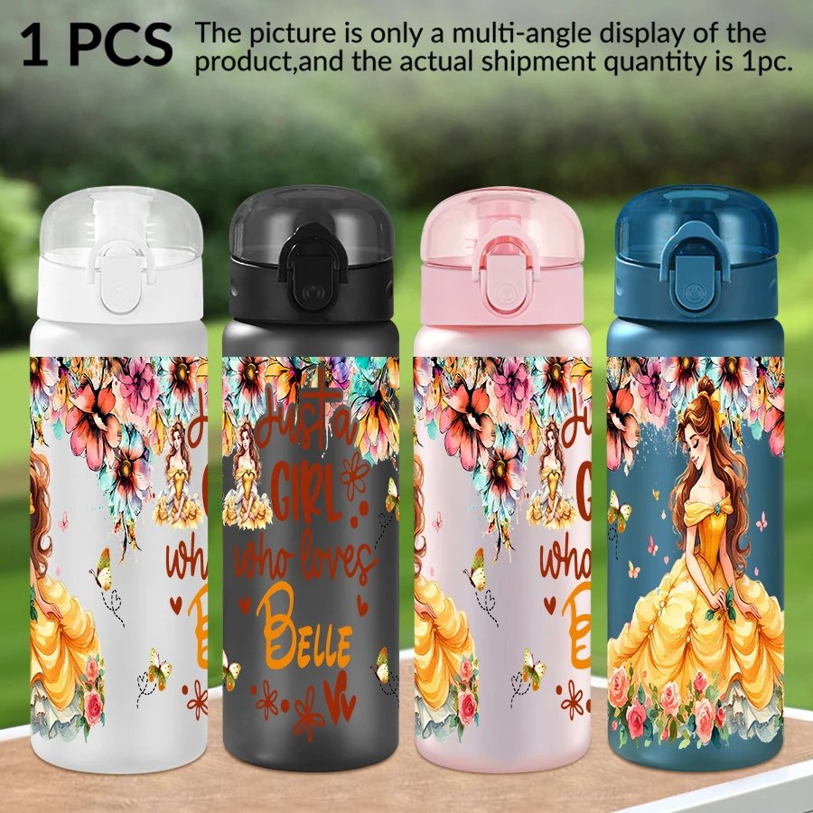 

1Pc Disney Belle Flowers Pattern 26oz Plastic Water Bottle Outdoor Sports Water Cup Birthday/Homecoming Gift