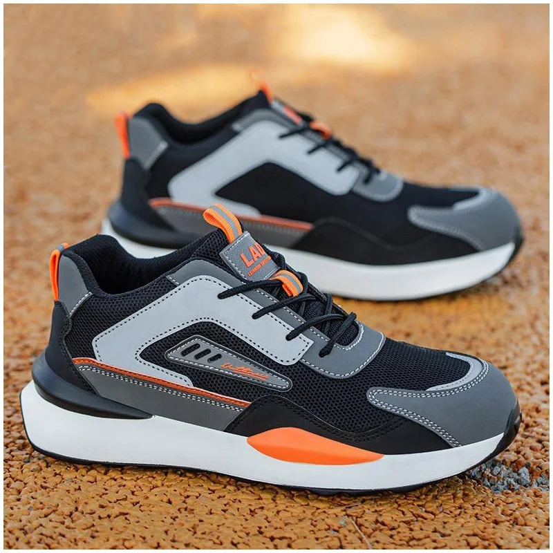 men's casual breathable steel toe cap working shoes outdoors safety boots worker tooling security sneakers protective footwear