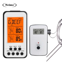 Thermomètre numérique pour BBQ, objet sans fil, barbecue, four de cuisine, grill de cuisson, pour la viande, avec sonde et minuterie, alarme de température