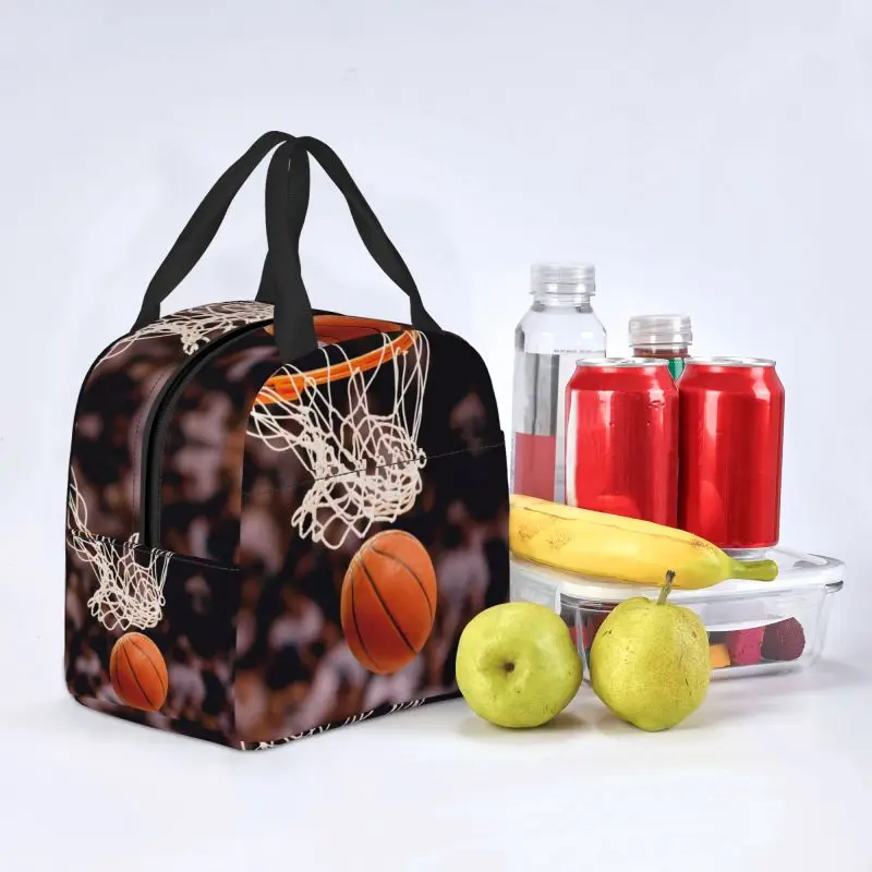 Bolsa de almuerzo deportiva para baloncesto, fiambrera térmica portátil con aislamiento para mujeres, niños, escuela, Picnic, viaje, bolsas de mano para alimentos