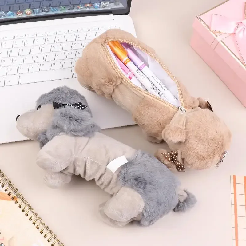Kawaii Dog Poodle Plush Pencil Case Cute Cartoon Puppy Stationery Storage Bag Cosmetic Bag School Supplies Student Gifts
