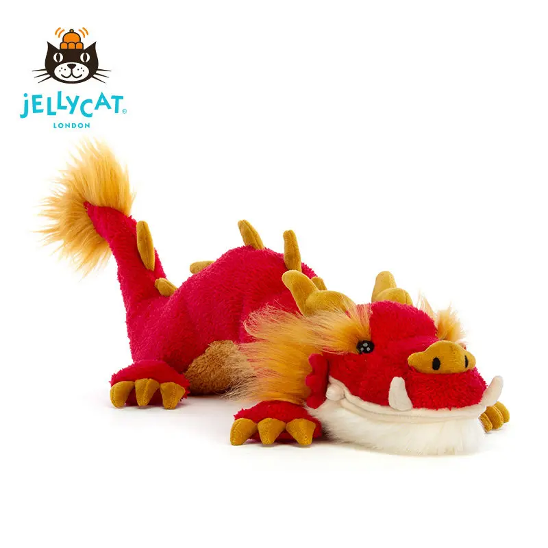 

Плюшевая игрушка-дракон Jellycat Festival (Великобритания), красно-золотой, супермягкий, милый, мультяшный, плюшевый, в виде животного китайского зодиака, подарок на Китайский Новый год
