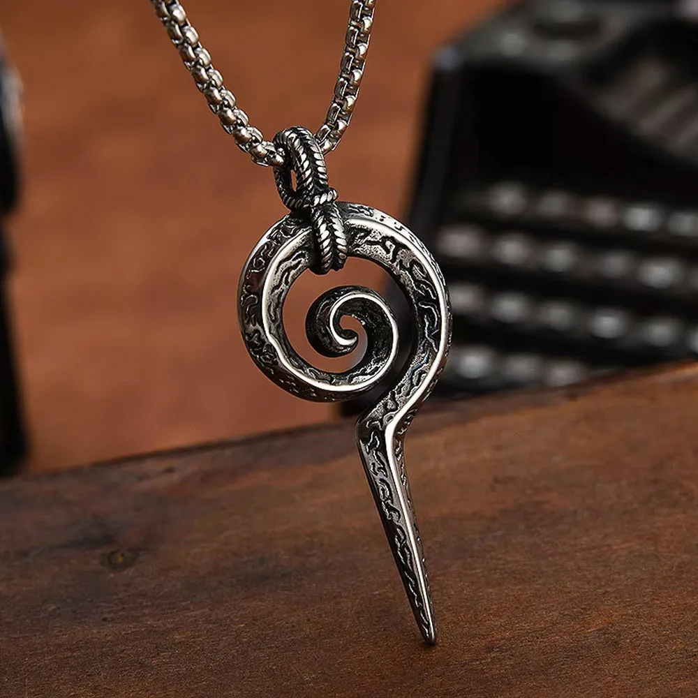 Vintage Maya Totem Snake Staff Stainless Steel Pendant Necklace For Men Women Gothic Egyptian Pharaoh Necklace Fashion Jewelry