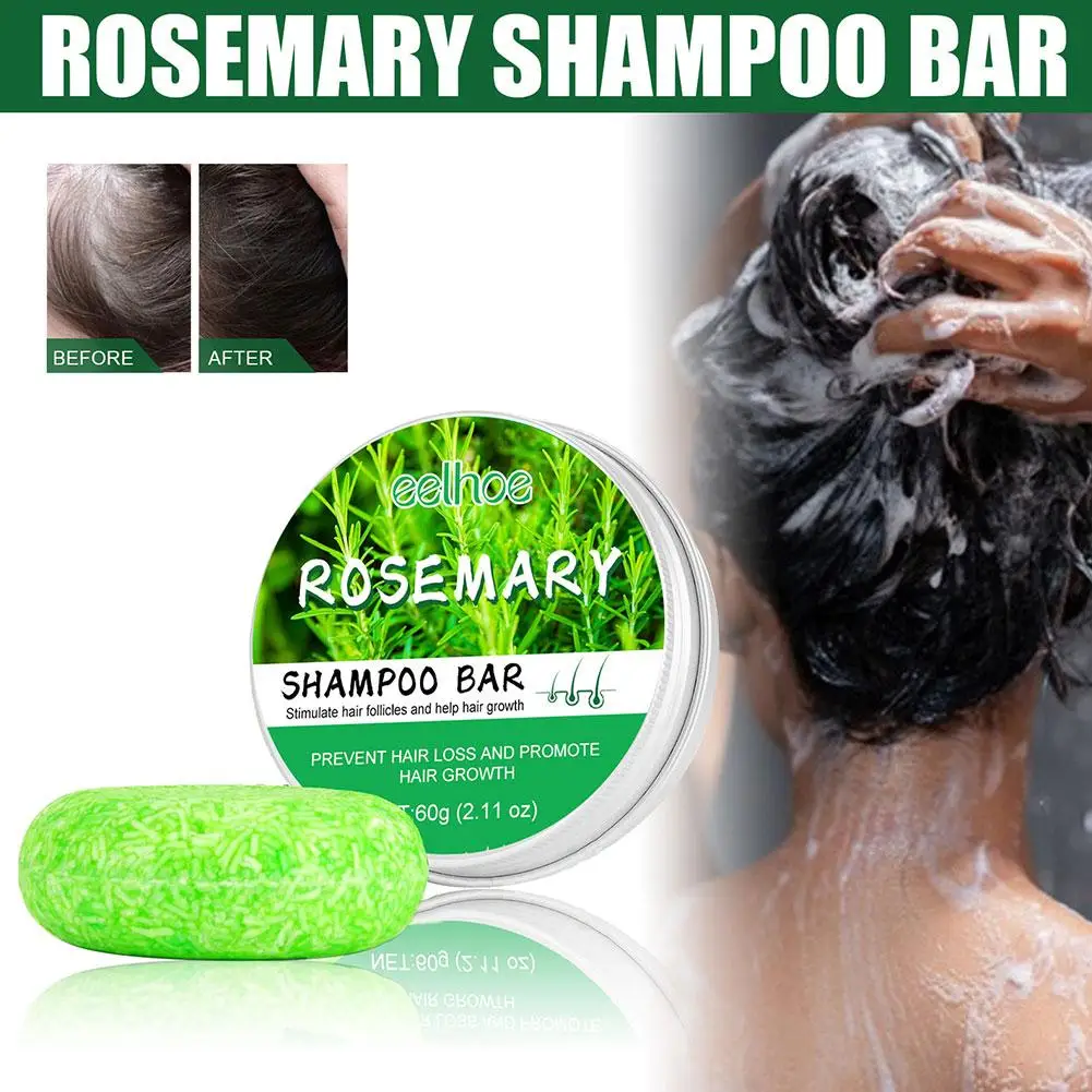 60g sampo penumbuh rambut Rosemary Bar pembersihan mendalam Rambut & kulit kepala sabun sampo Anti rambut rontok untuk perawatan rambut rusak kering Y5T9