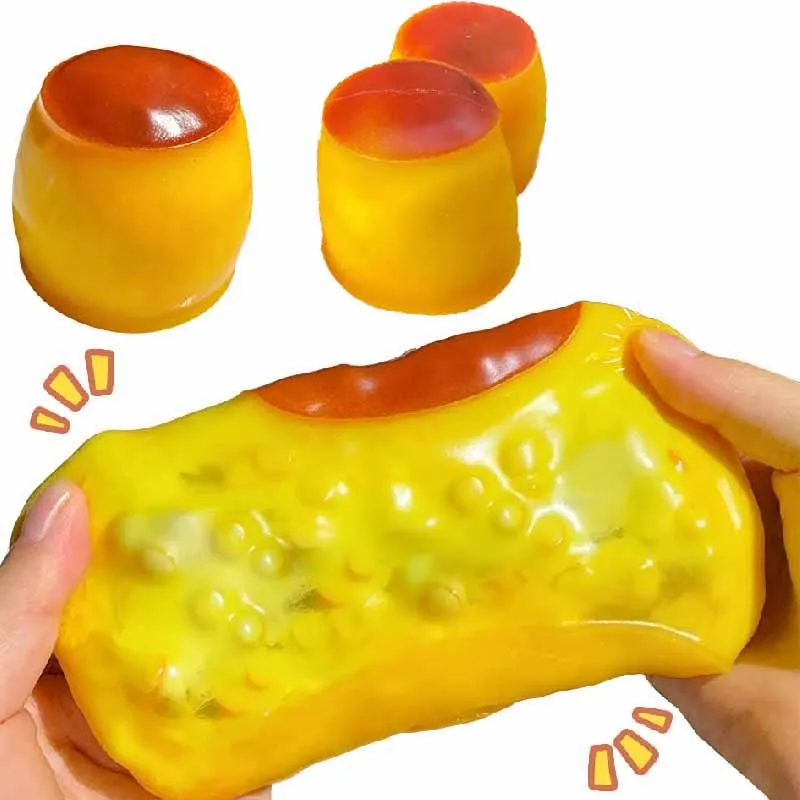 Knuspriger, weicher Karamellpudding-Stressball – Fidget-Spielzeug in Lebensmittelform – ASMR Sensorisches Stressabbau-Spielzeug für Erwachsene – Geschenk