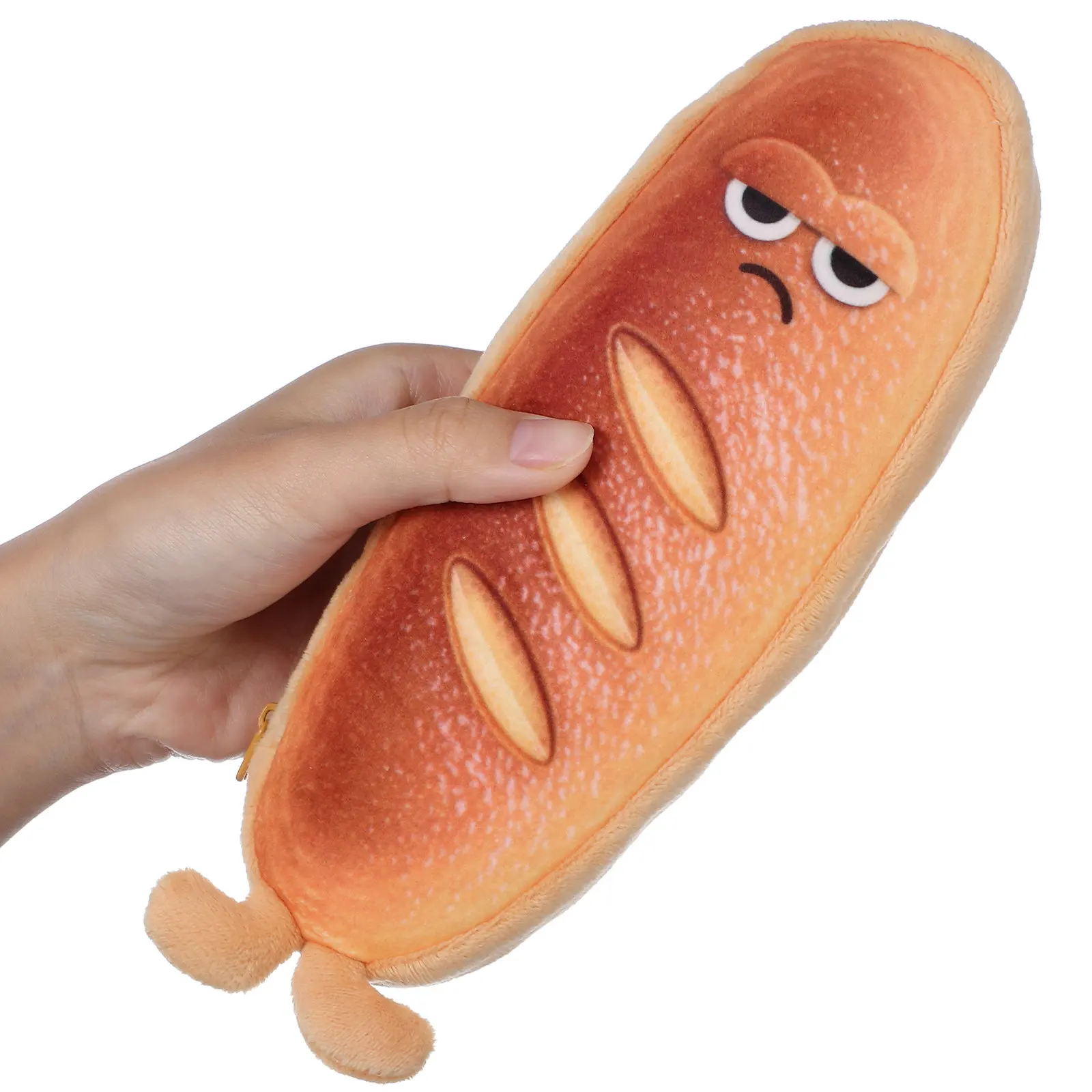Large Bread Shaped Pencil Case Toast Style Multifunctional Zipper Pouch for Pens Erasers Rulers School Office Makeup Storage