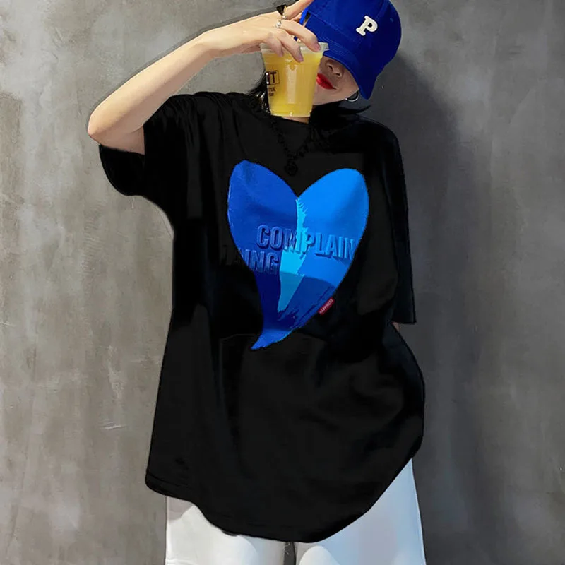 Moda O-Collo Manica corta Impiombato Lettera stampata Camicette Abbigliamento femminile 2025 Estate Nuovo stile giovane allentato Top Camicie casual