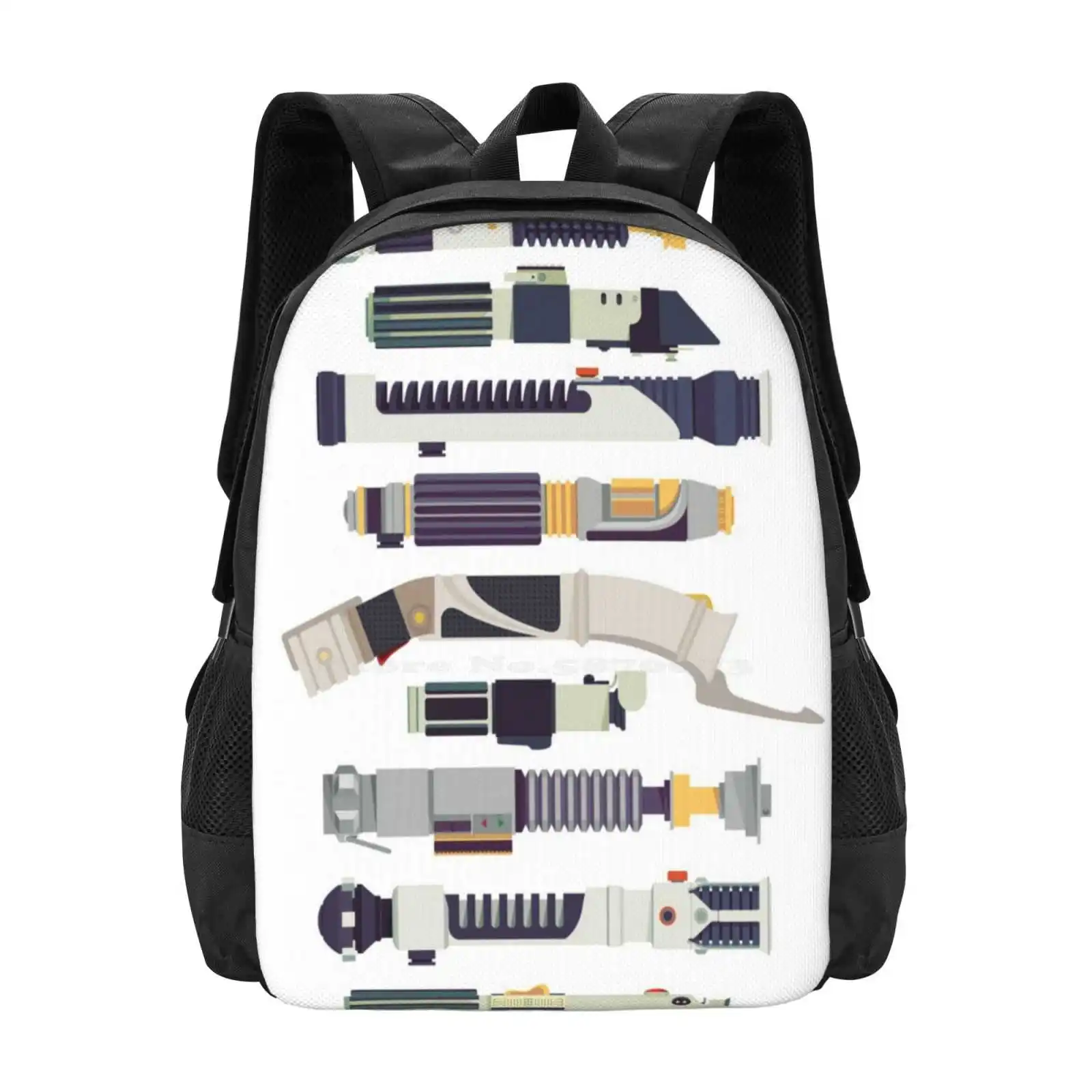 Lightsabers Luke Skywalker Force Infographic Mochila minimalista plana Geek Bag, uma arma elegante, 3D Print Design, bolsa de estudante