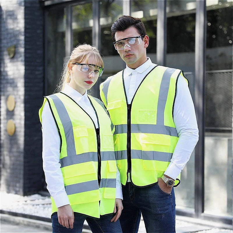 2-delige sets Reflecterende veiligheidsvesten Verstelbare reflecterende veiligheidskleding met meerdere zakken Reflecterend vest voor hardlopen Fietsen