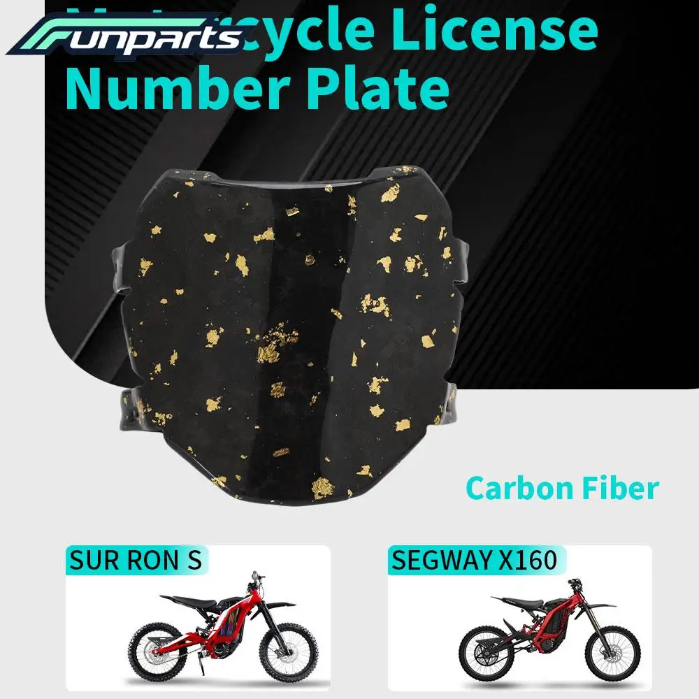 Funparts Motorcycle License Number Plate Carbon Fiber For Surron Lightbee S/X SEGWAY X160 X260 E-bike Motorcycles Accessories