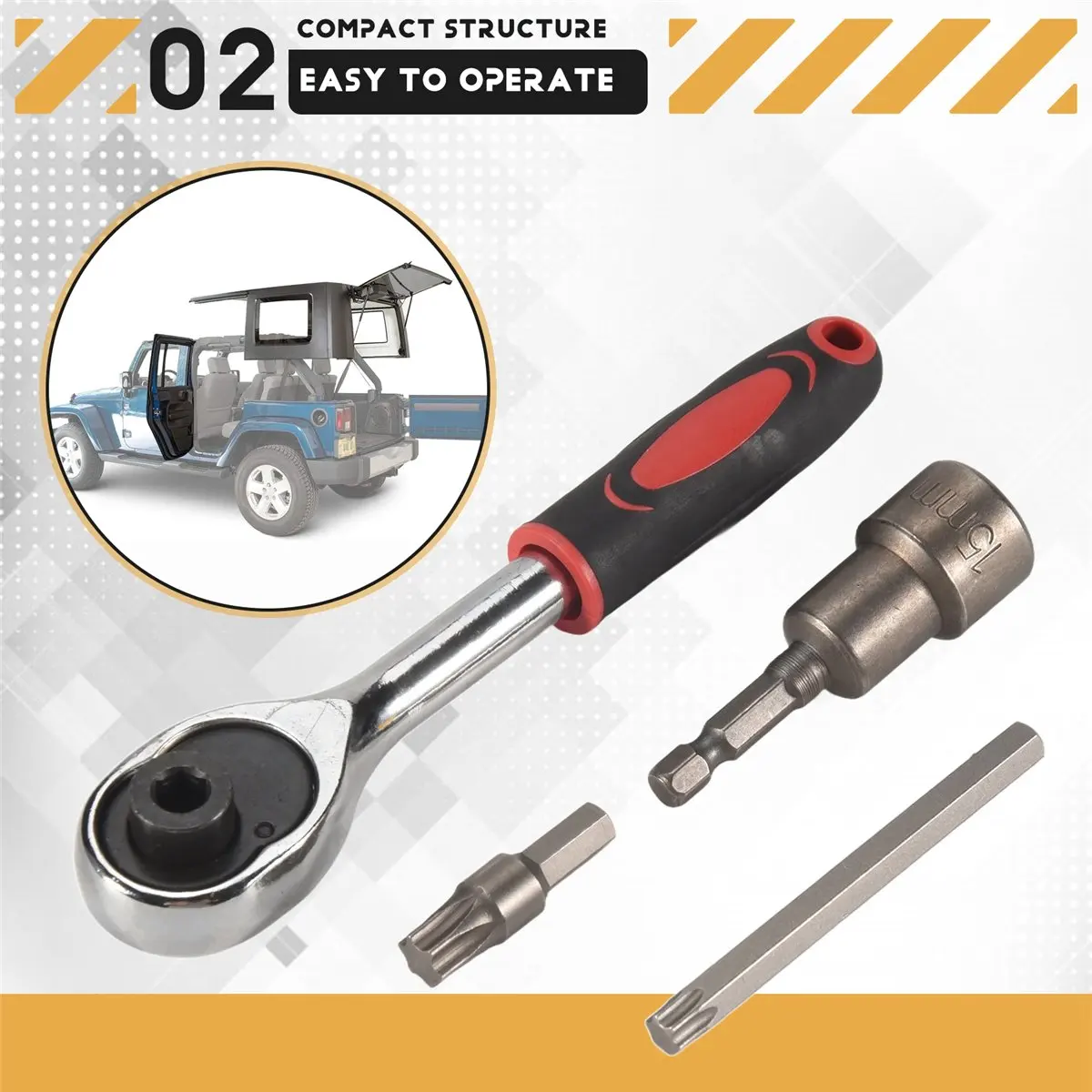 Super Sale 4Pcs Hard Top and Door Removal Torx Set Tool Kit Replace 68361574AB 82214166AB for 2007-2020 Jeep Wrangler JK JL Rubi