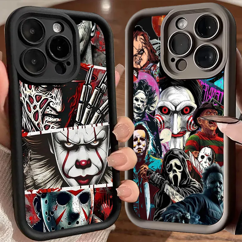 

Halloween Michaels Myers Silicone Case For iPhone 17 Pro 14 15 Plus 11 12 13 16 Pro Max Coque 16E 17AIR Shockproof Phone Cover