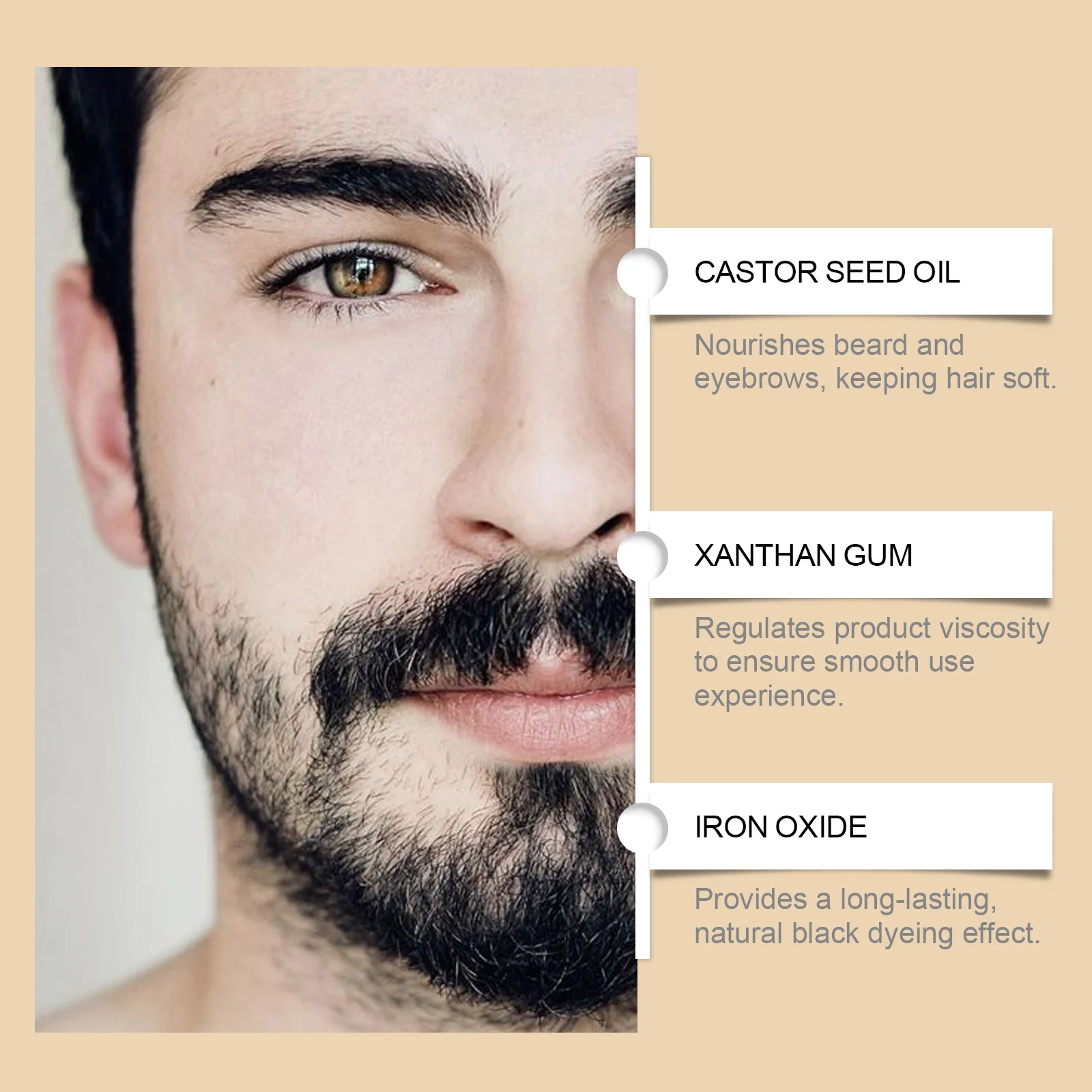 East Moon New Men's Beard Dye Long Lasting Color Lock Hair Care Simple Portable Waterproof Shaping Gentle Non Irritating