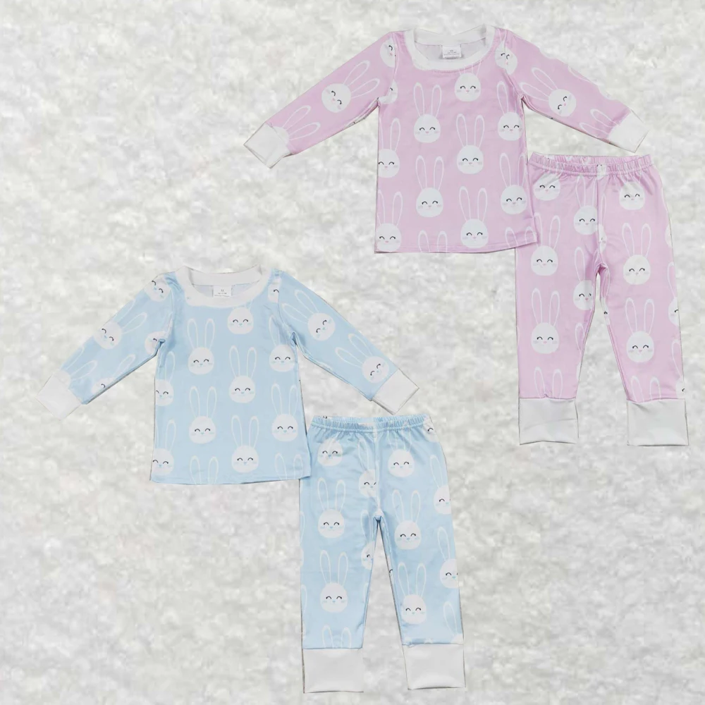 

Wholesale Children's Clothing Western Boutique Outfits Baby Girls And Boys Clothes Easter Bunny pink long sleeve pantsuit