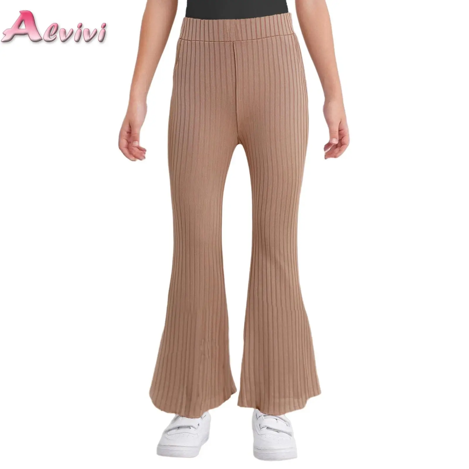 

Kids Girls Flare Legging 2025 New Arrival Children Casual Elastic Pants Striped Texture Slim Fit Leggings Baby Girl Summer Pants