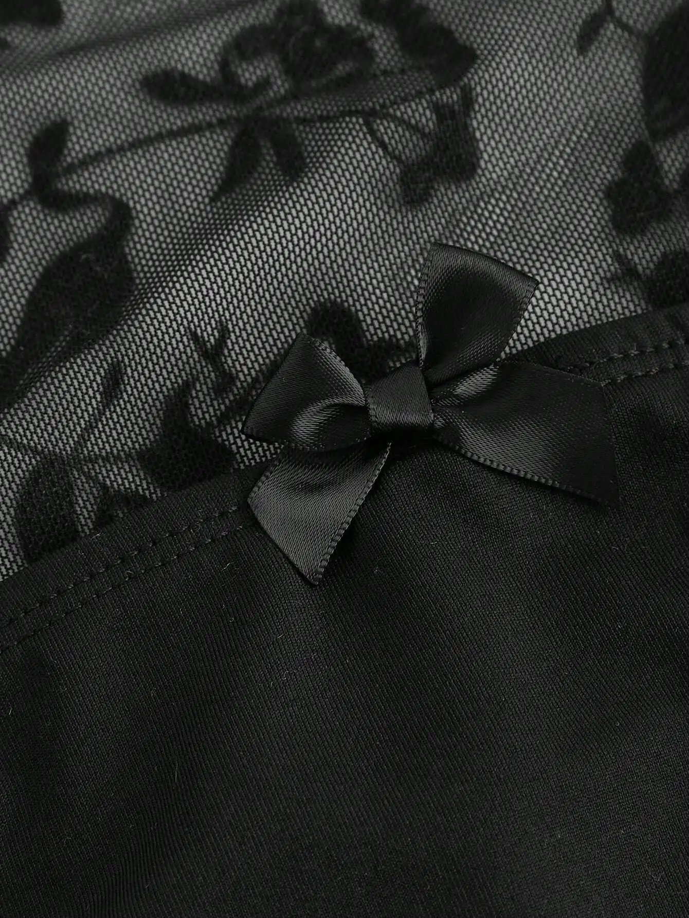 Gothic Sexy Spitzen-Mesh Langarm-Oberteil Y2K Vintage Schwarz Durchsichtige Überzüge T-Shirts Grunge Sommer Damen Streetwear – Detail 4
