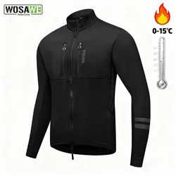 WOSAWE Cycling Jacket Men Coats Winter Thermal Fleece Windbreaker Windproof MTB Bicycle Clothing Motorcycle Bike Jackets 0℃-18℃