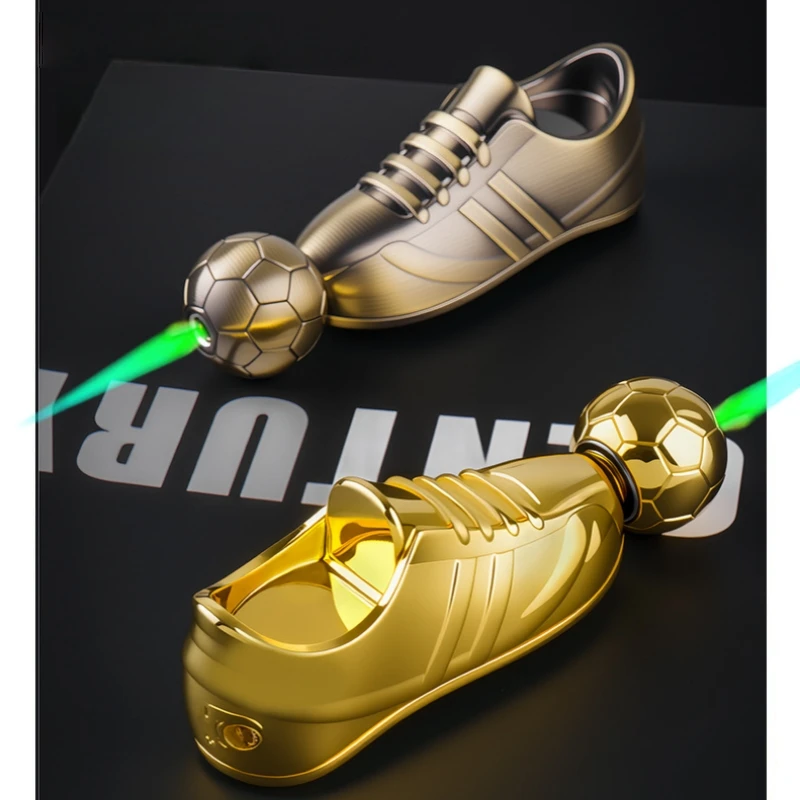 New Metal Rotating Soccer Shoes Inflatable Lighter Windproof Rotating Decompression Mini Outdoor Portable Lighter Gift