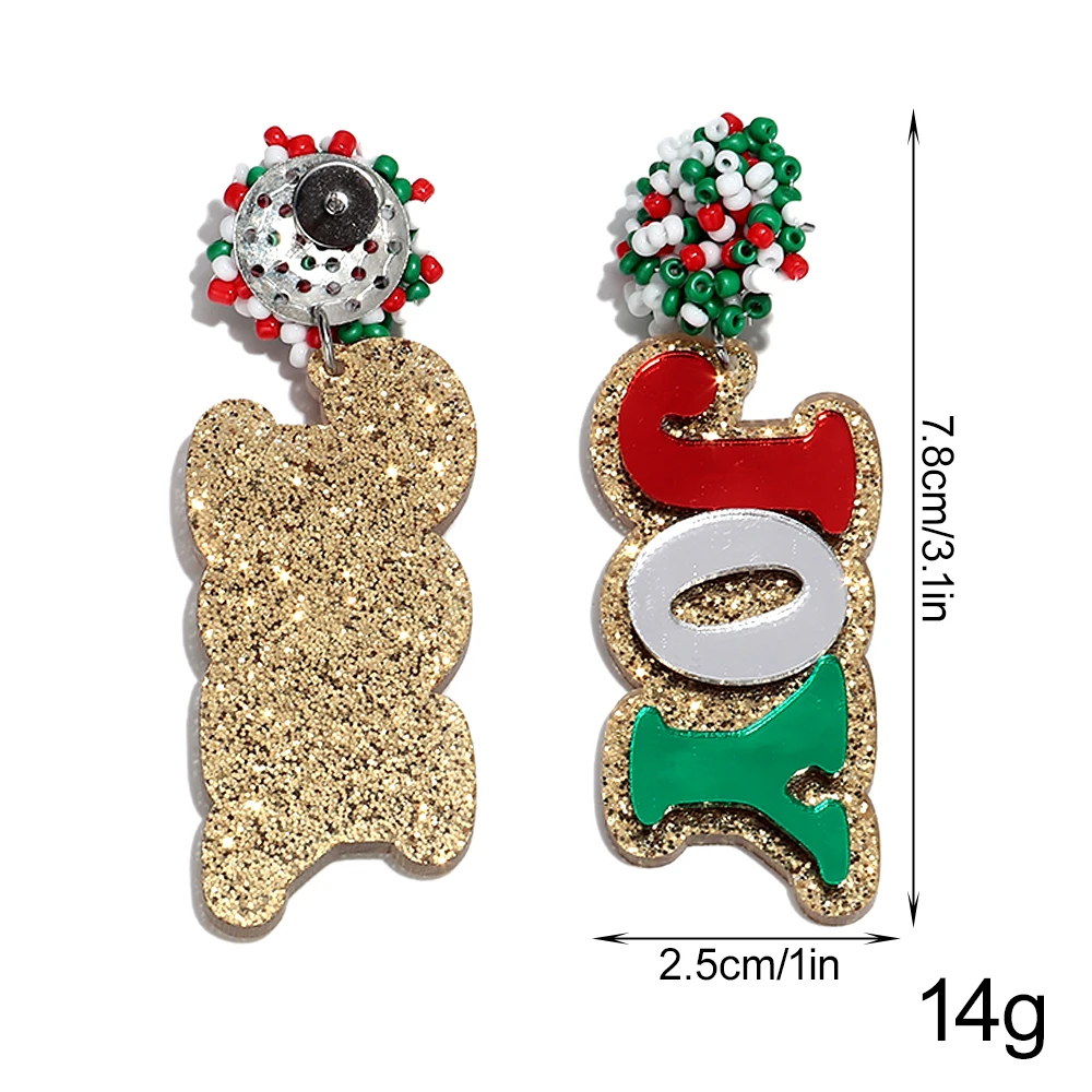 جديد مرآة الاكريليك عيد ميلاد سعيد رسالة إسقاط أقراط للنساء موضة الفرح الأيائل طويل استرخى القرط مجوهرات الحفلات هدايا عيد الميلاد