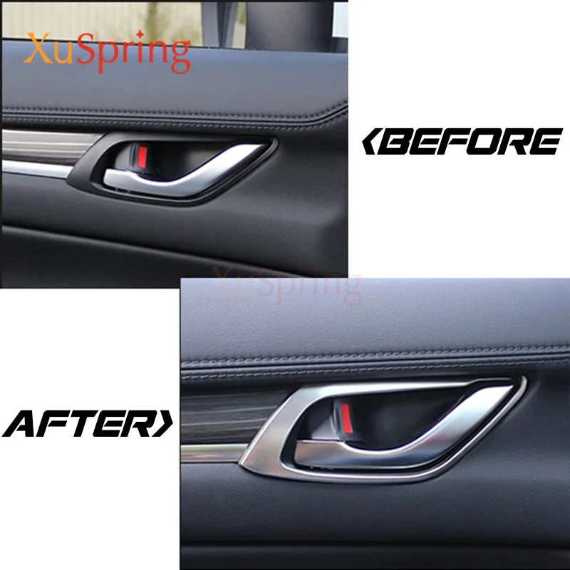 Car Inner Door Handle Handrail Frame Cover Trim Stickers Accessories For Mazda CX-5 CX5 2017-2019 2020 2021 2022 2023 2024 KF