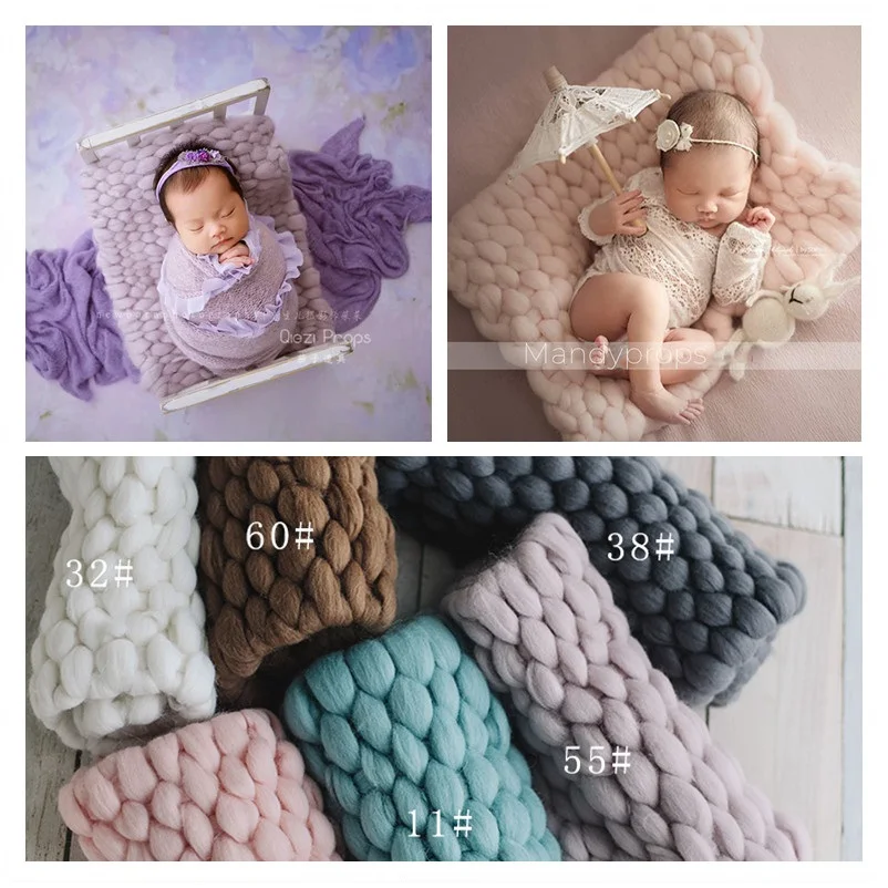 2023Newborn Woolen Merino Blanket for Baby Photography Props,Basket Filler Cushion Blanket