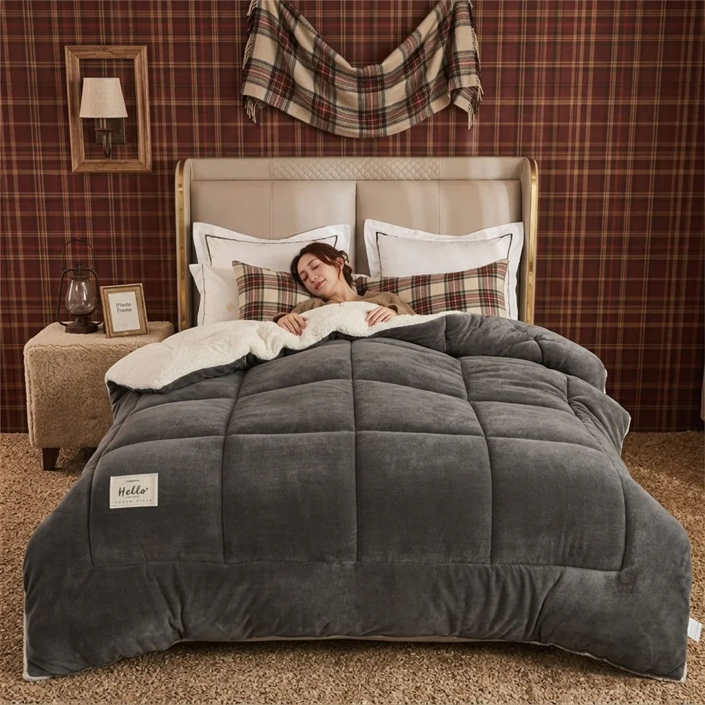 Luxury Reversible Ultra Plush Comforter  Solid Color All-Season Duvet Insert Machine Washable.