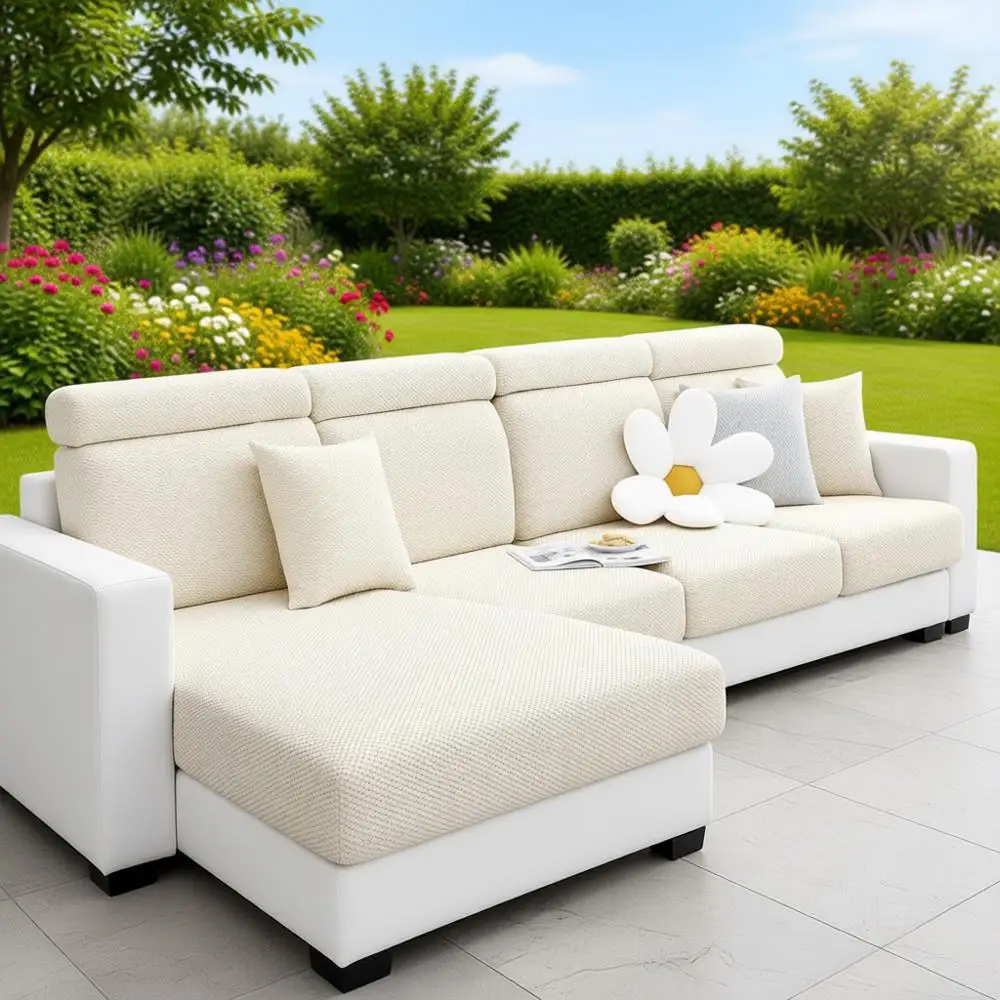 

Эластичные чехлы для секционных диванов, чехлы для L-образных диванов-шезлонгов, моющиеся защитные покрытия для мебели от домашних животных и детей (бежевый)