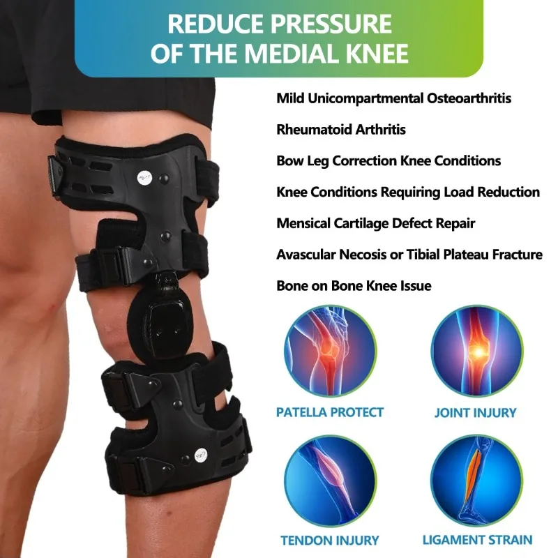 Unloader Knee Brace, Osteoarthritis Adjustable ROM Stabilizing Protection and Recovery from Load Reduction Arthritis Cartilage