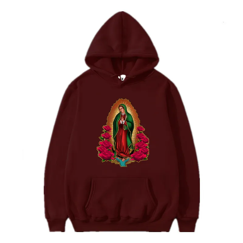 Virgin Mary Of Guadalupe Printed Hoodies Men Woman Y2k Hoodie Streetwear Hooded Sweatshirts Pullovers Unisex Tracksuit Clothing