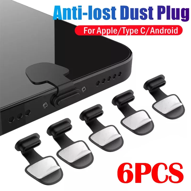 Silicone Phone Anti-lost Dust Plug Charging Port for Apple Type-C Dust Plug Charging Port Protector Dustproof Cover for Iphone