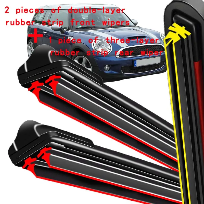 

For Mini Clubman R55 2007-2012 2008 2009 2010 Wiper Front&Rear Wiper Blades Windshield Windscreen Window Brushes 18"+18"+12"+12"