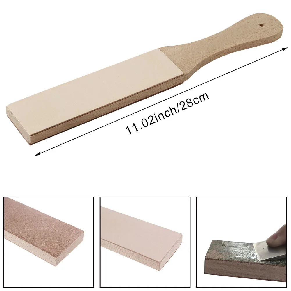 Sy Tools Sharpening Board Leather Craft Sharpener Wooden Handle Dual Sided DIY Leather Polishing Board Tool No Polishing Paste