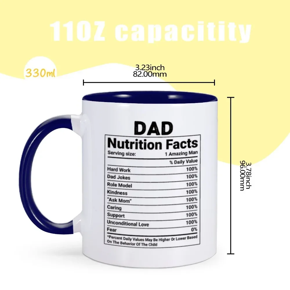 Dad Nutritional Facts Coffee Mug Ceramics Cup for Papa Daddy Stepdad Father’s Day Gift Best Dad Ever Cups Cool Gifts from Kids