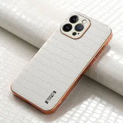 Leather Case for iPhone 14 Pro Max Case Plating Bumper Full Protected Back Cover for iPhone 15 16 Plus 13 12 11 17 Pro Max Case